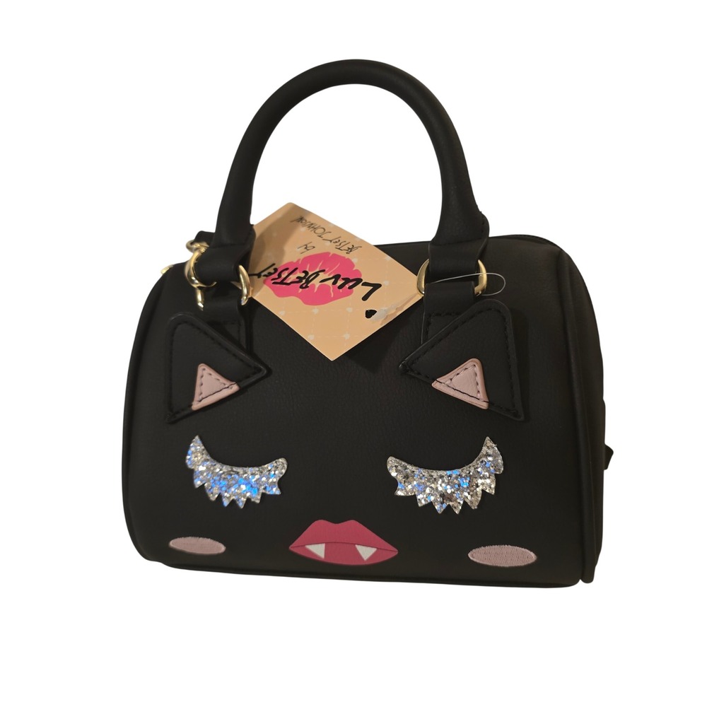 Luv Betsey by Betsey Johnson Harley Black Cat Mini Crossbody Barrel Bag LB102815